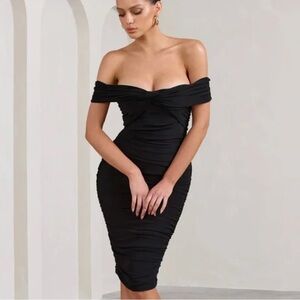 Club L London Gratitude bottle Green Velvet Ruched Evening Dress NWT Large